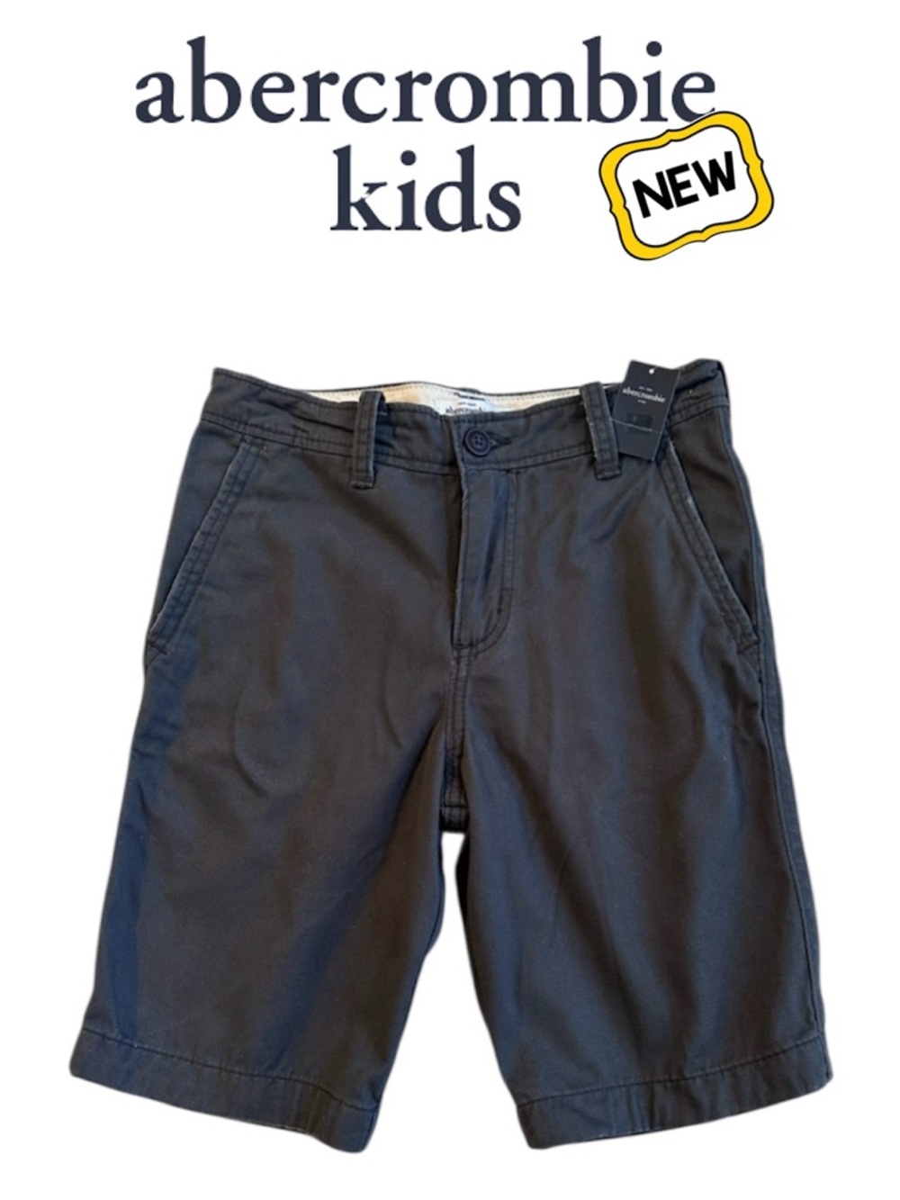 New ABERCROMBIE KIDS Gray Khaki Shorts Chino 9" School A&F Fitch Kid Boy 14